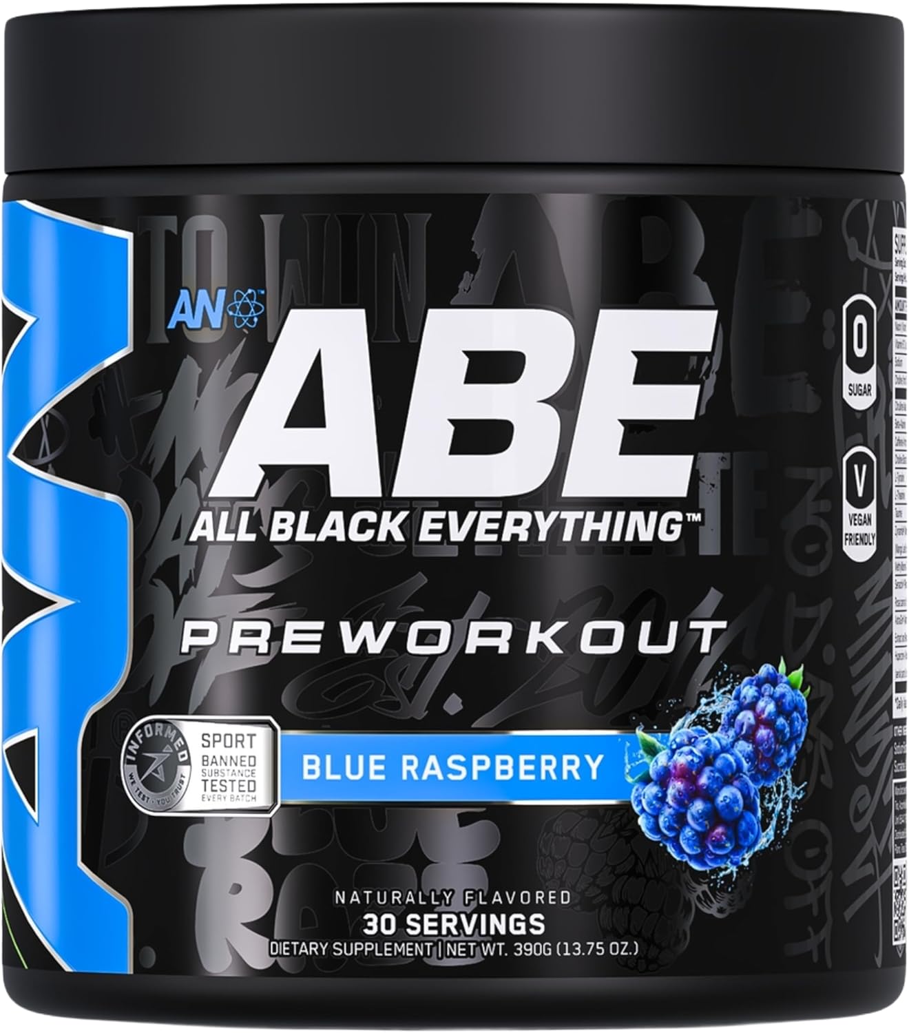 All Black Everything Pre-Workout Powder | Preworkout Energy Drink Mix | 350mg Caffeine | Beta Alanine & Citrulline | Energy Supplement for Men & Women | Blue Razz | 30 Servings