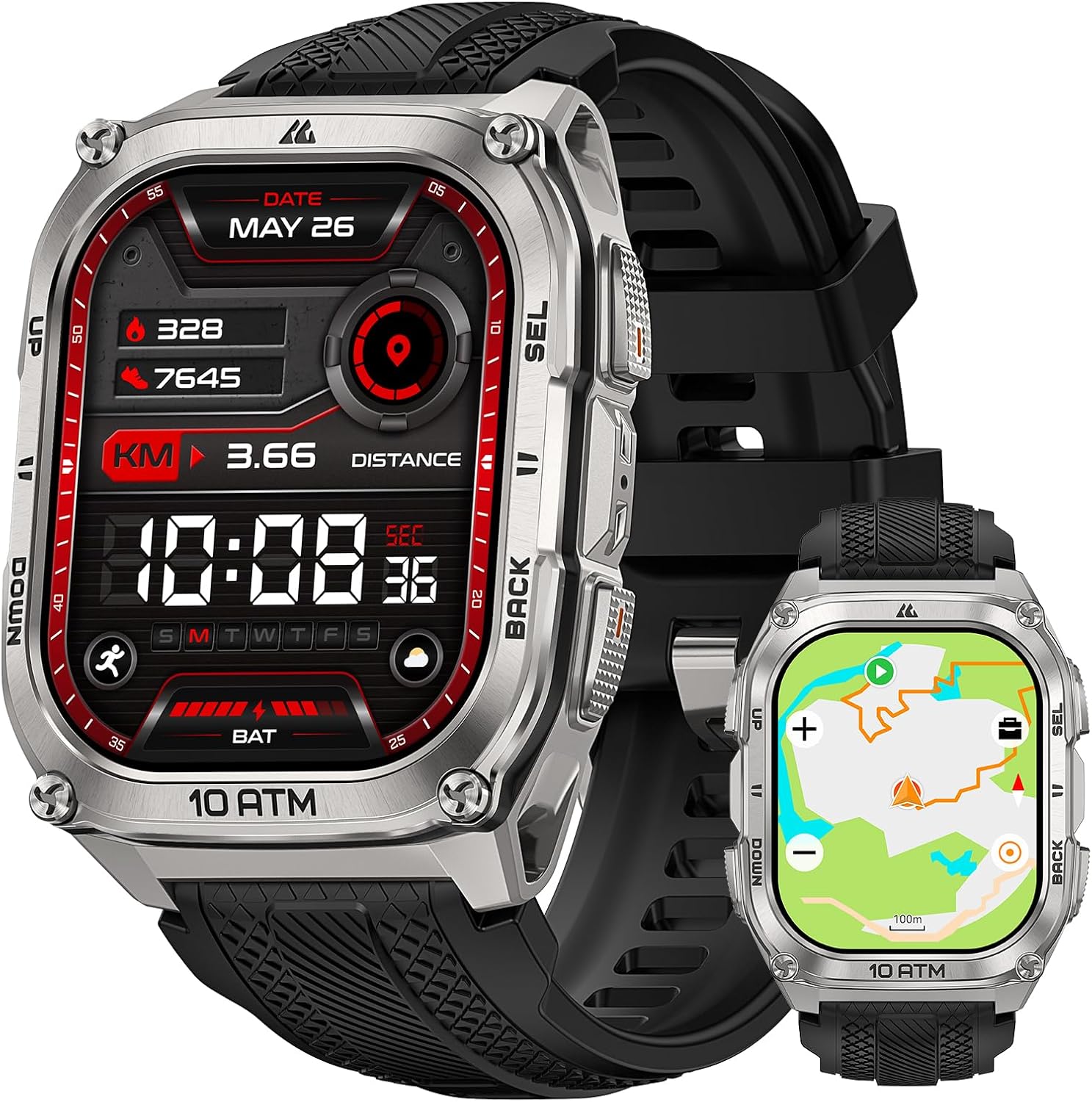 KOSPET Tank M4 Rugged Smart Watch with GPS, Offline Maps, 10 ATM Waterproof