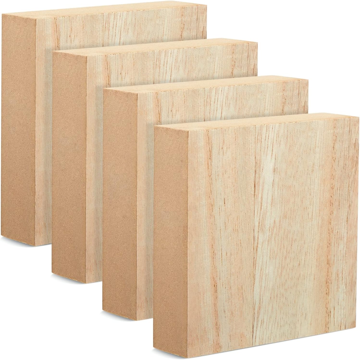 Bright Creations Unfinished MDF Wood Blocks for Crafts, 1 in Thick Wooden Square Blocks (4x4 in, 4 Pack)
