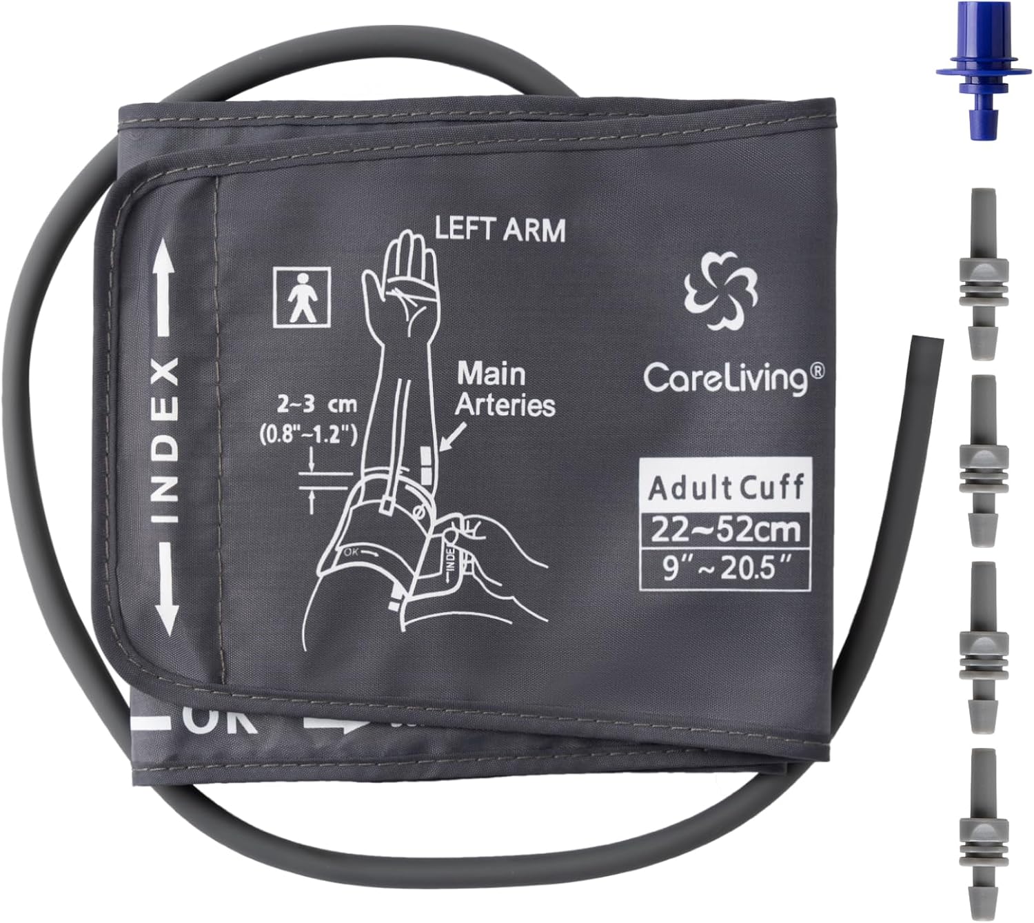 9"-20.5" Blood Pressure Cuff Arm, Wide-Range Extra Large Replacement Cuff, 5 Sizes of Connectors Compatible with Omron and Other Brands BP Machines (BP Cuff Included Only)
