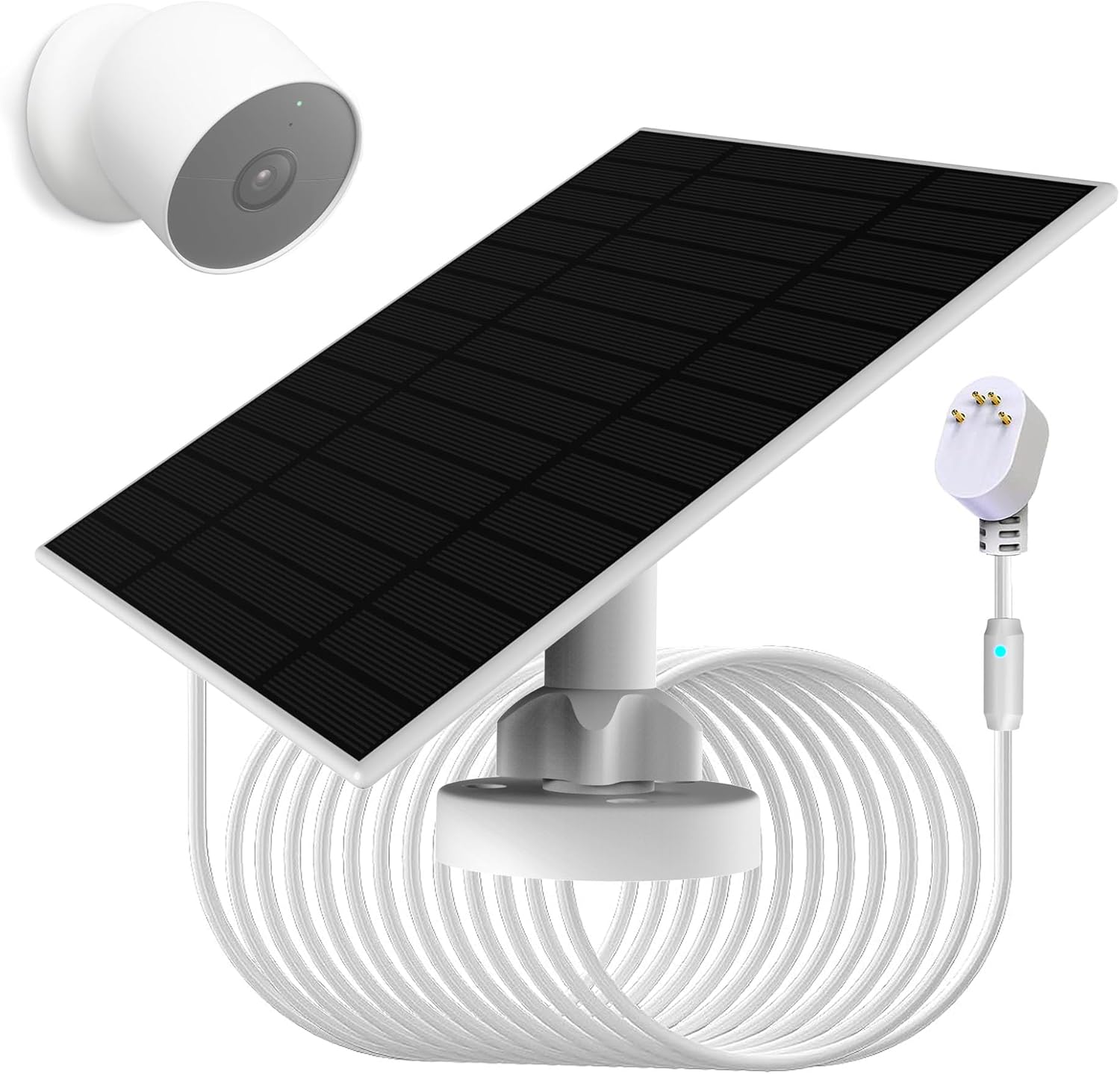 1 Pack, Upgraded, 6w Solar Panel with Charging Alert Breathing Light, Compatible with Google Nest Camera Outdoor & Indoor & 2nd Generation (Battery Version), Easy Install，IP66 Waterproof，4m Cable