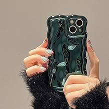 FABSPARK Case for iPhone 15 Pro Max,3D Meteorite Bubble Pattern Electroplate Plating Glitter Curly Wavy Frame Glossy Case,Soft TPU Shockproof Case for iPhone 15 Pro Max Phone Case 6.7 Inch,Dark Green