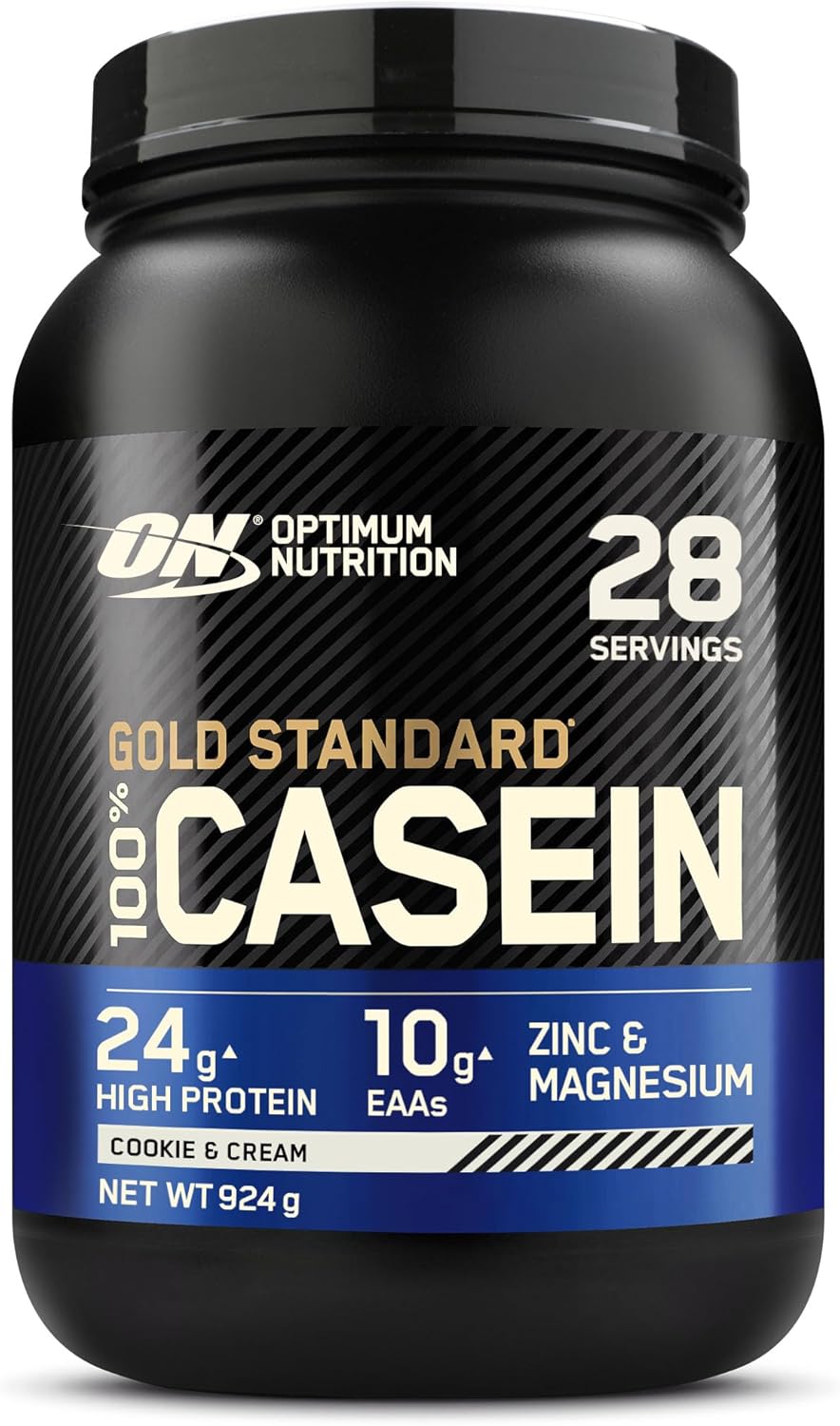 Optimum Nutrition Gold Standard 100% Casein Slow Digesting Protein Powder with Zinc, Magnesium and Amino Acids, Support Muscle Growth & Repair Overnight, Cookies & Cream Flavour, 28 Servings, 924 g