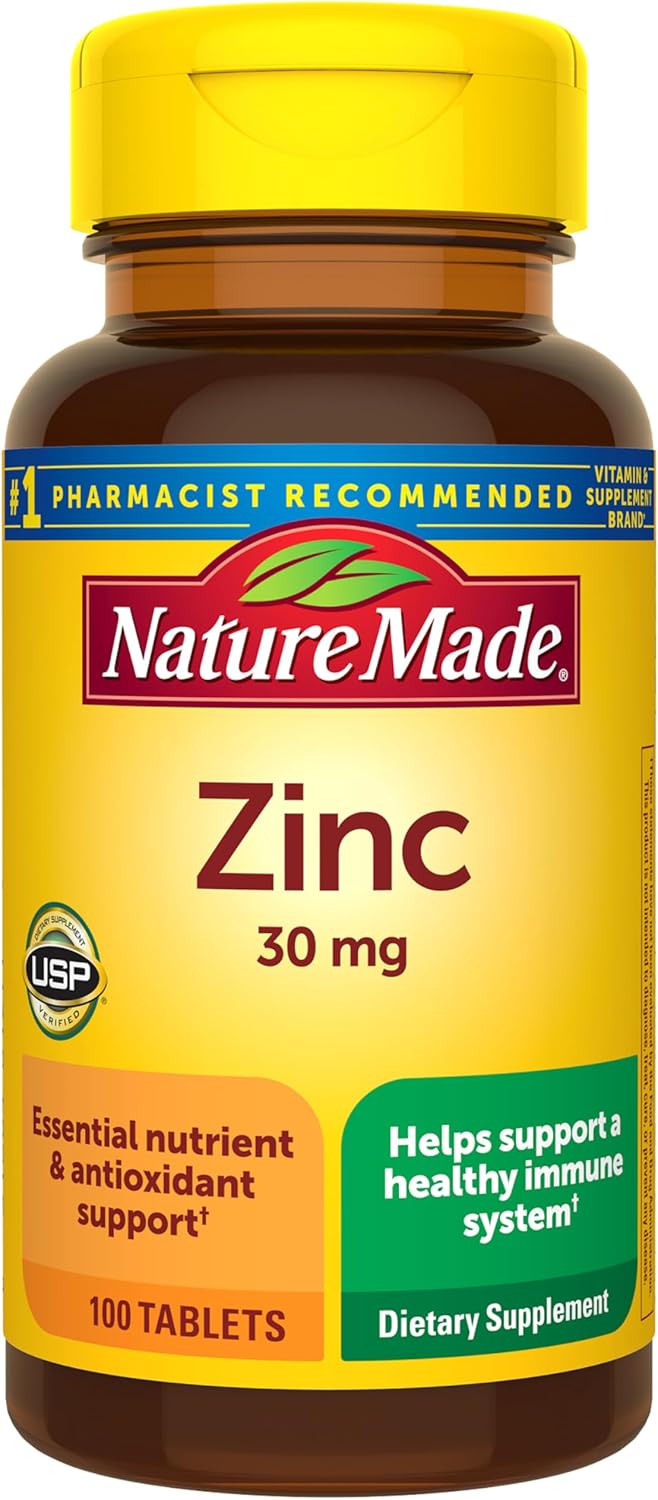 Nature Made Zinc 30 mg for Immune Health Support, 100 Tablets