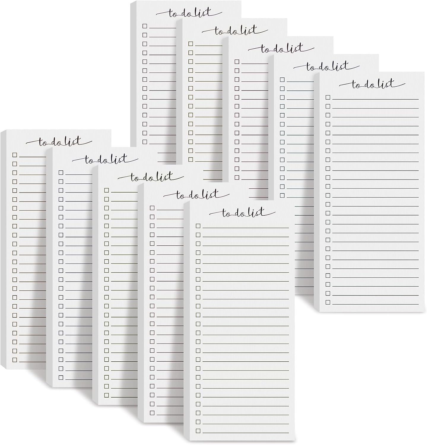 Censen 10 Pack 500 Sheets To Do List Notes Daily Checklist Notepads with 50 Sheets Each Undated Color Memo Pad Block Shopping List Pad Weekly Plan Notepad Organizer Planners(White,Lined)