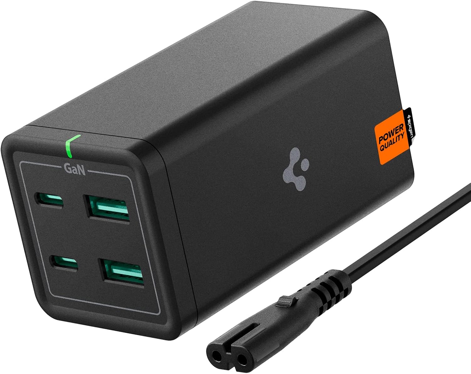 USB C Charger, Spigen 120W [GaN III] 4-Port USB C Charging Station, 100W USB-C PD Type C Fast Charging for MacBook iPad M2 M1 Pro Air iPhone 16 15 14 13 Vision Pro HP Dell XPS Chromebook USB-C Laptop