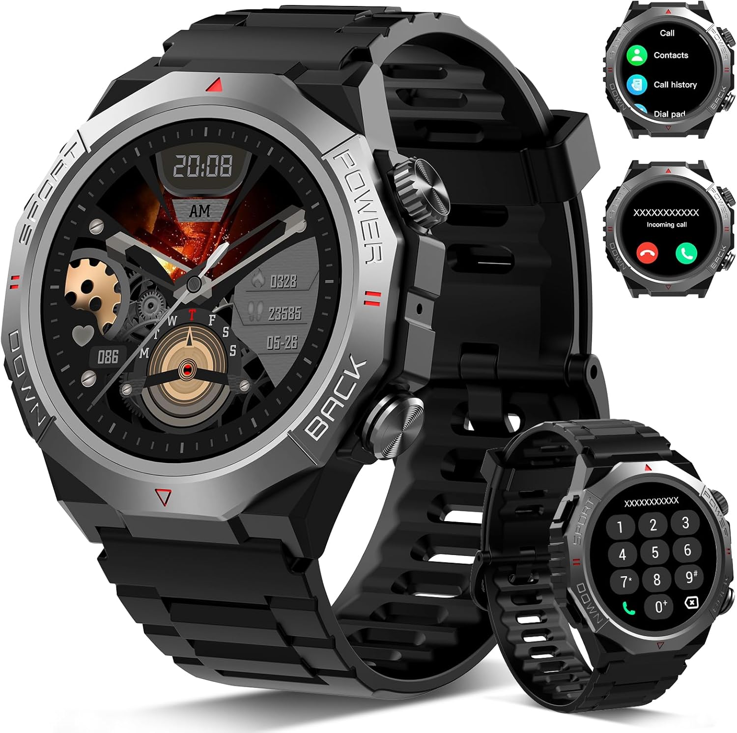 Military Smart Watch for Men Answer/Make Calls, 1.39" HD Fitness Watch with Heart Rate/SpO2/Sleep Monitor, 100+ Sports Modes Activity Trackers, IP68 Waterproof Outdoor Smartwatch for iOS Android
