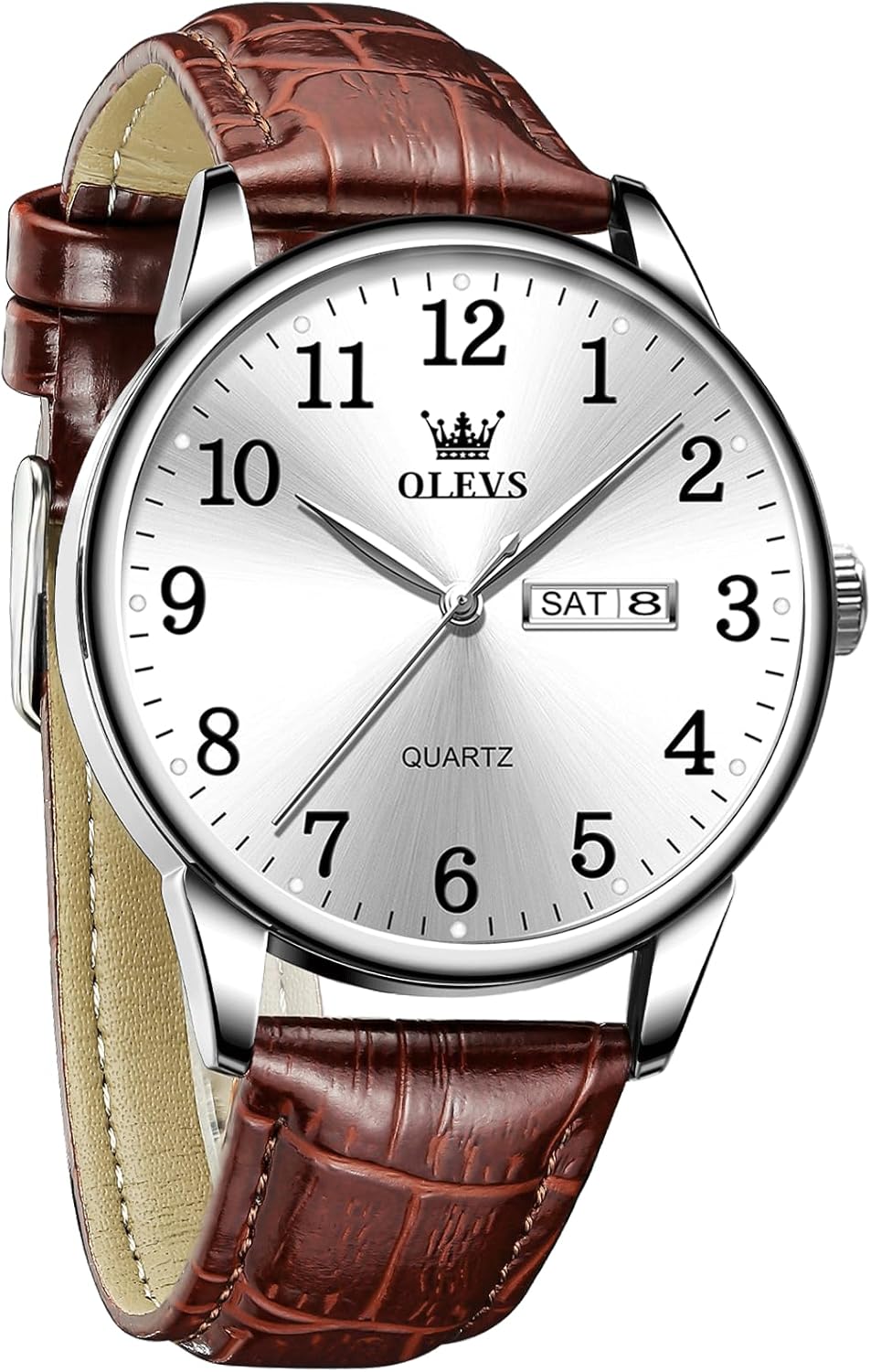 OLEVS Men's Watch,Classic Silver Watches for Men, Waterproof Stainless Steel Roman Numbers Men's Watch Easy to Read