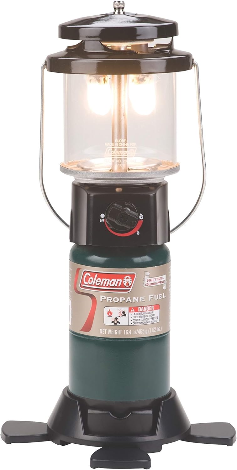 Coleman 1000 Lumens Deluxe Propane Lantern, Gas Lantern with Adjustable Brightness, Pressure Control, Carry Handle, and Mantles Included