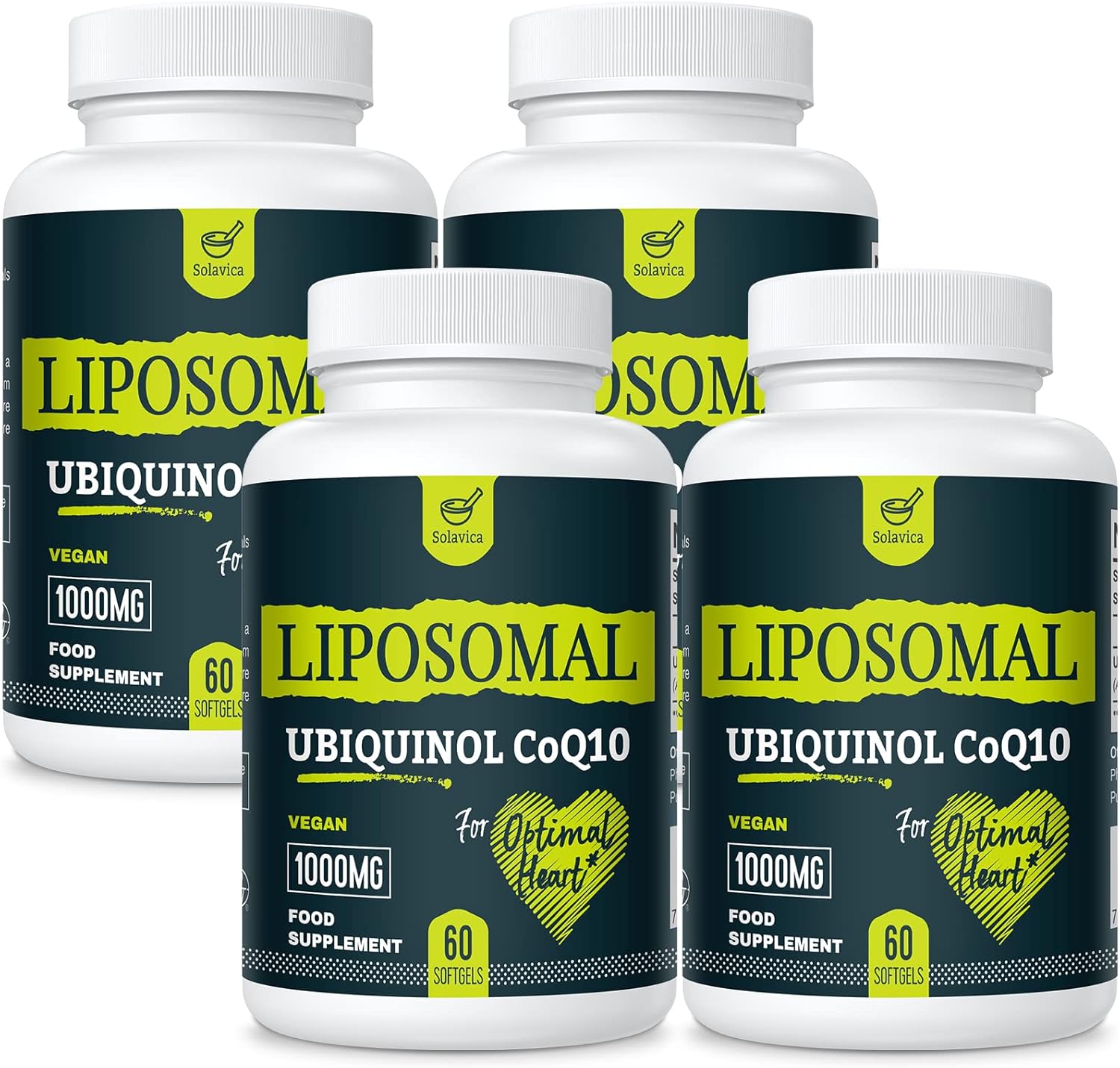 Liposomal Ubiquinol Vegan CoQ10 1000 mg, The Active Form of CoQ10, User-Friendly Formula, Easy to Absorb, Designed for Various Lifestyles, 60 Softgels, Pack of 4