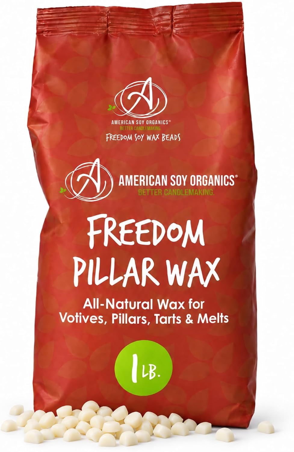 American Soy Organics Freedom Pillar Soy Wax Beads, Candle Wax, 1 lb