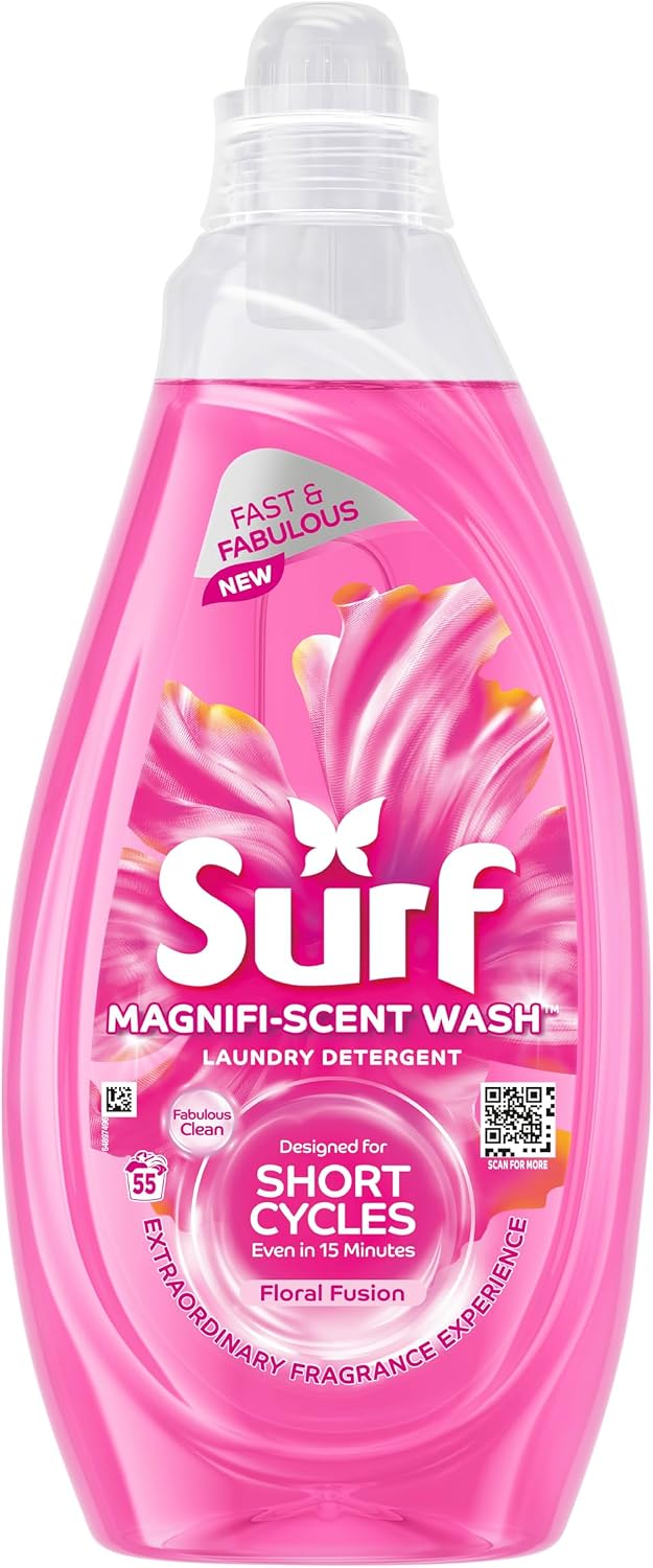 Surf Magnifi-Scent Wash Floral Fusion Laundry Liquid For Short Cycles Fast and Fabulous Fragrance 1.485 L (55 Washes)