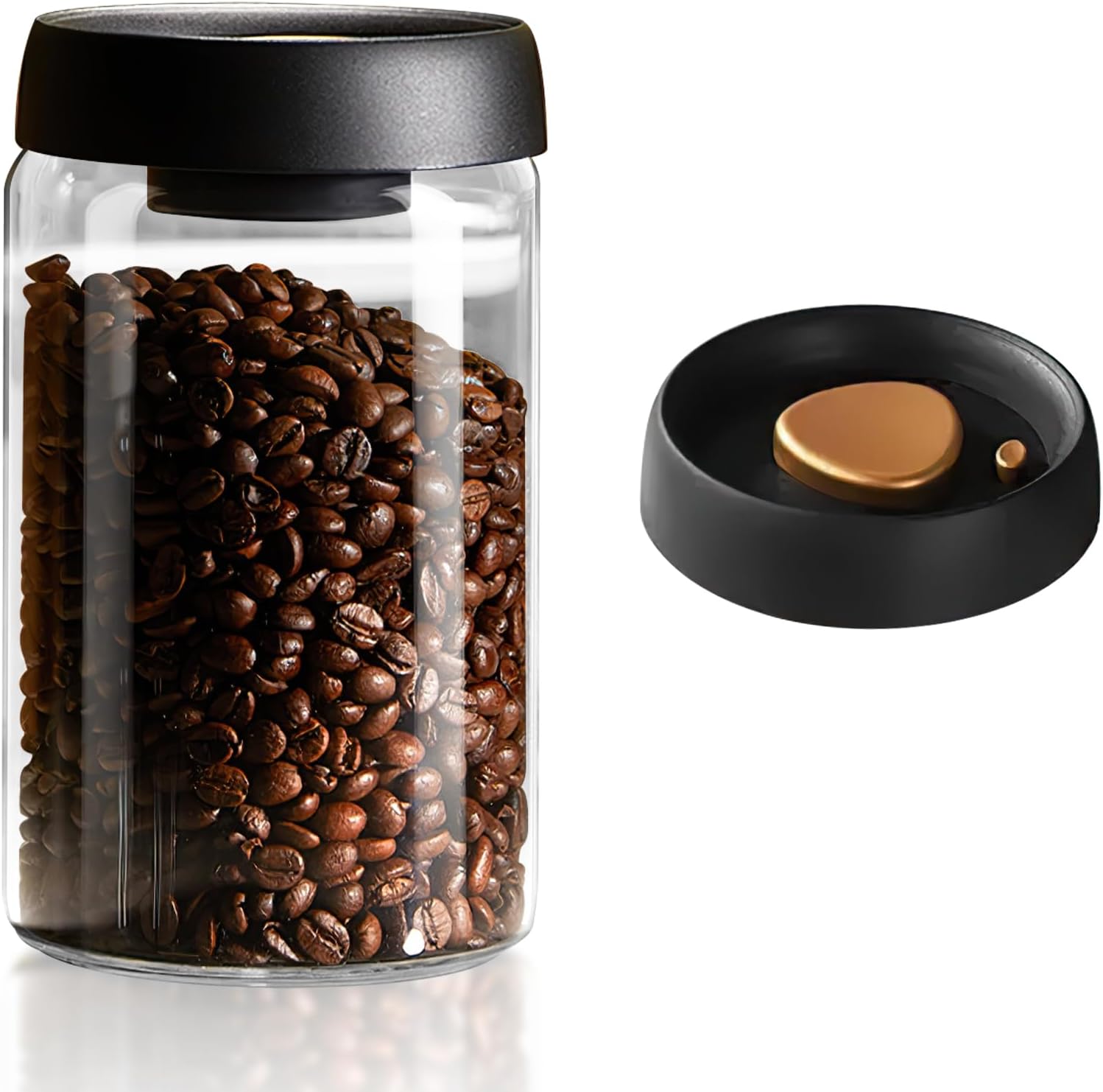 La Llareta 1200ml Food Storage Canister, Airtight Coffee Canister, Clear Glass Storage Jar, with ABS Lid, for Coffee, Spices, Sugar, Biscuits, Candies