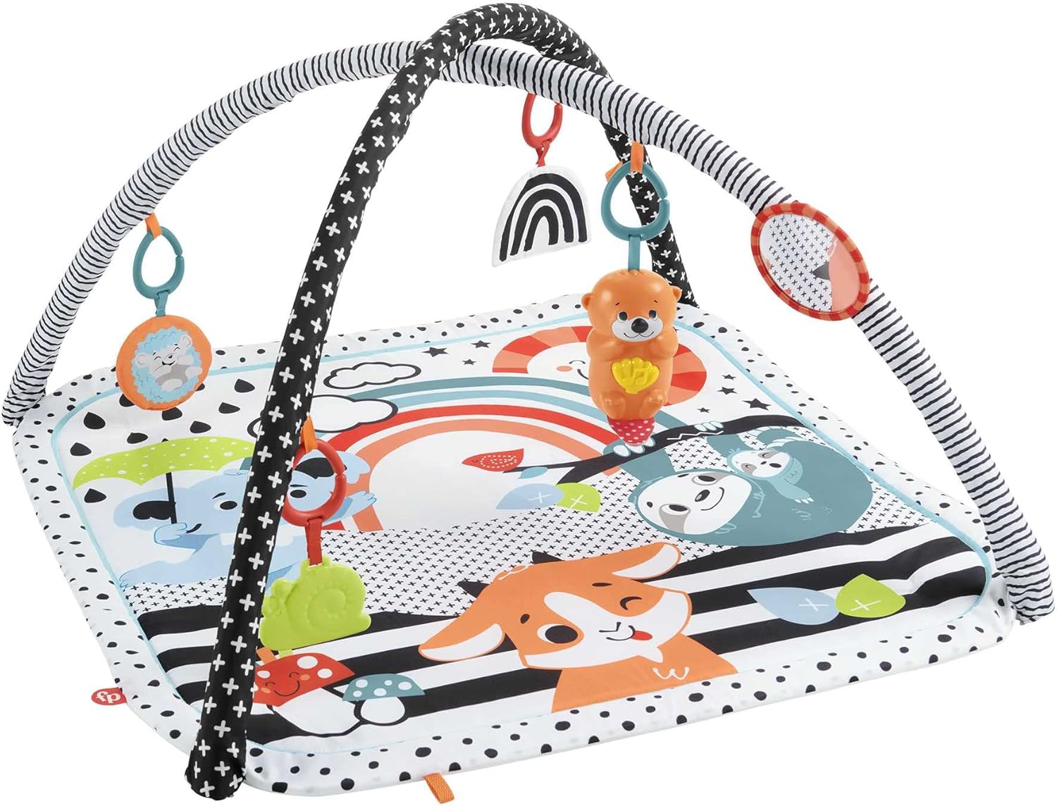 Fisher-Price 3-in-1 Baby Gym Newborn Playset with Sensory Toys Lights and Sounds for Tummy Time, Music Glow and Grow Gym, HBP41