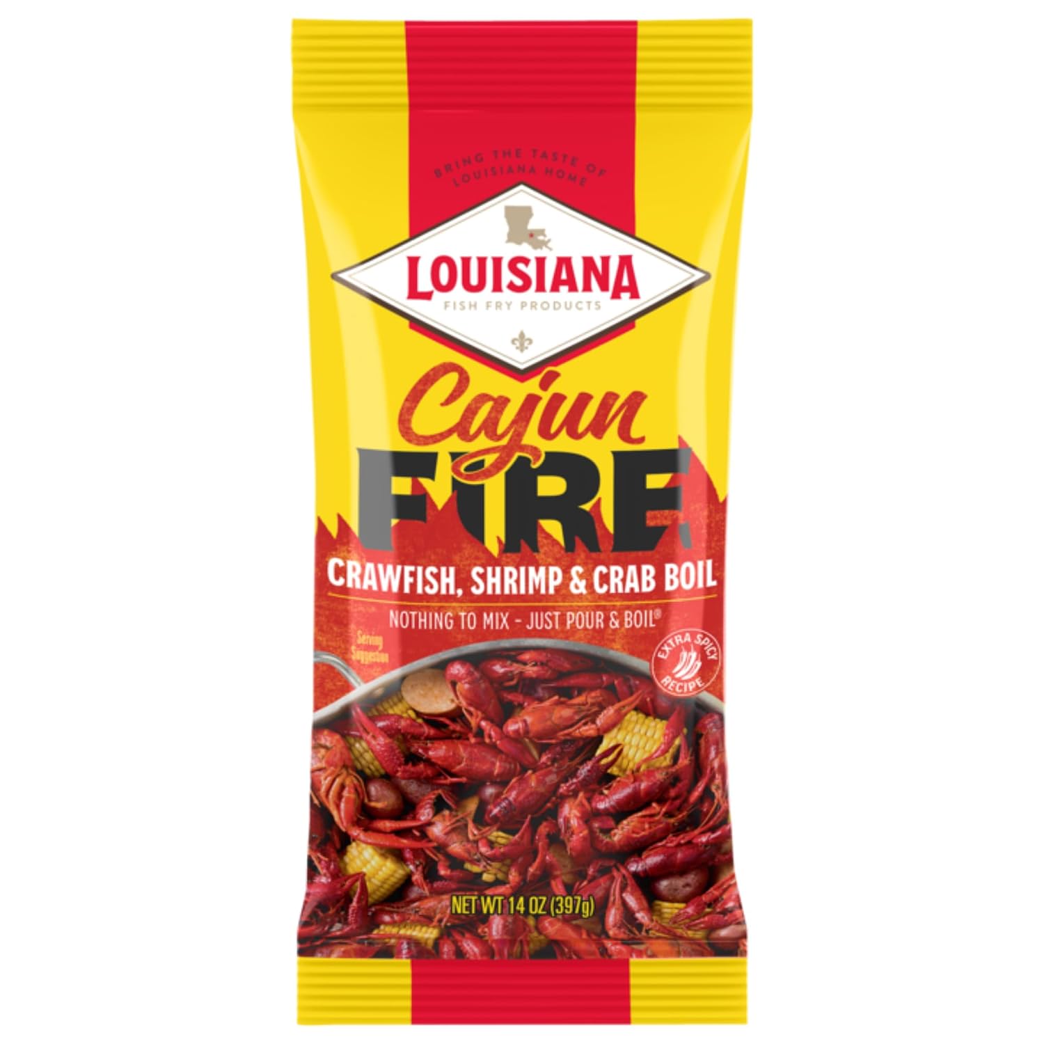 Louisiana Fish Fry, Cajun Fire Boil, 14 oz (Pack of 1)