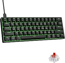 DIERYA DK61SE 60% Mechanical Gaming Keyboard, 61 Keys Anti-Ghosting, LED Backlight, Detachable USB-C, Ultra-Compact Mini Wired Keyboard with Quiet Red Linear Switch for Windows Laptop PC Gamer Typist