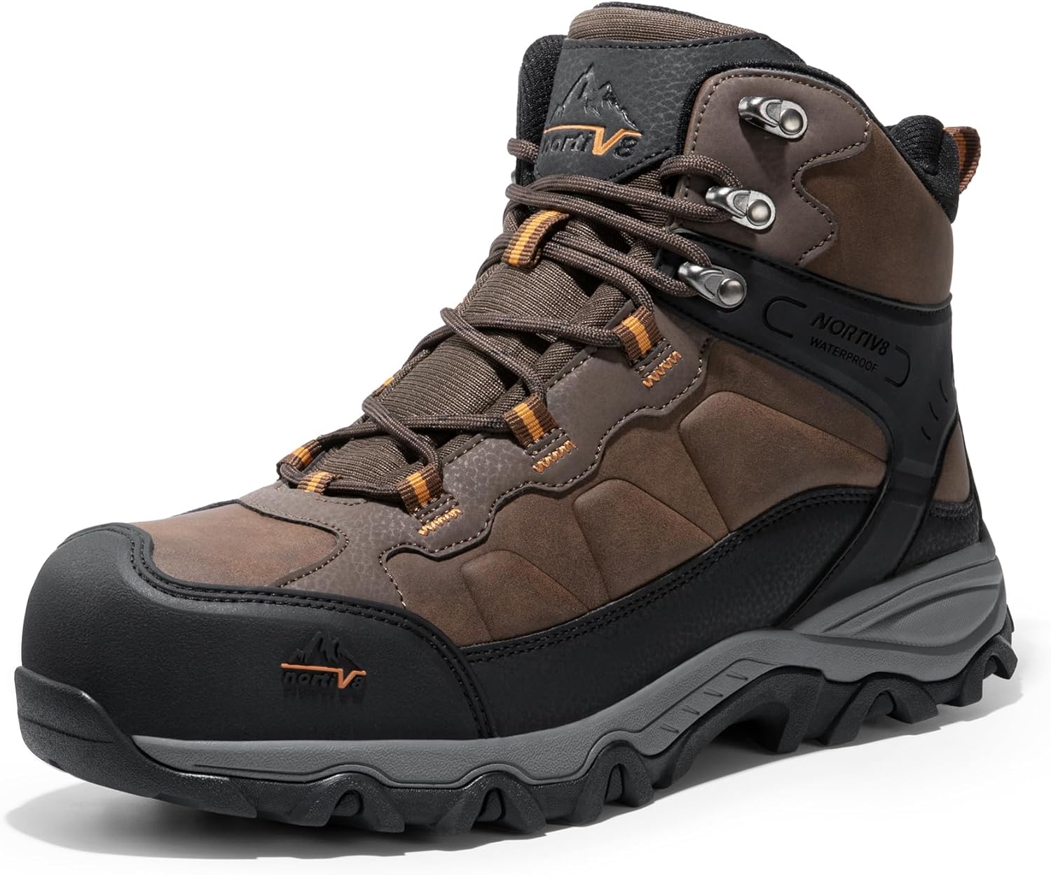 NORTIV 8 Waterproof Steel Toe Boots for Men Slip Resistant Safety Industrial Boots