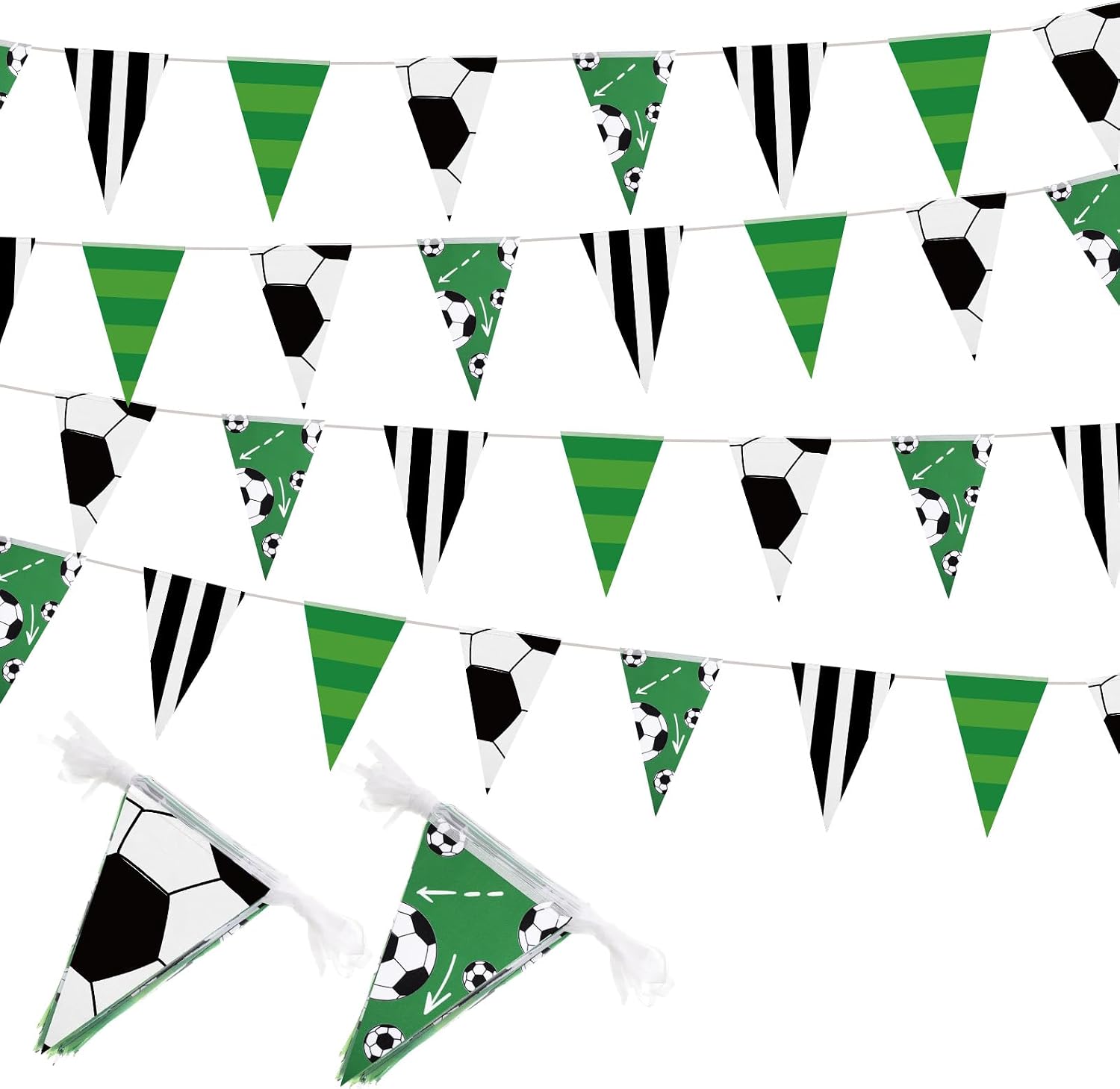 131 ft Soccer Pennant Banners American Soccer Banner Pennant Flag Garland Bunting for Soccer Party Supplies Birthday Party Home Outdoor Hanging Decoration, 4 Pcs