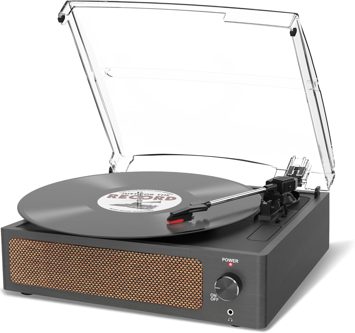 Vinyl Record Player with Speaker Vintage Turntable for Vinyl Records, Belt-Driven Turntable Support 3-Speed, Wireless Playback, Headphone, AUX-in, RCA Line LP Vinyl Players Retro Black