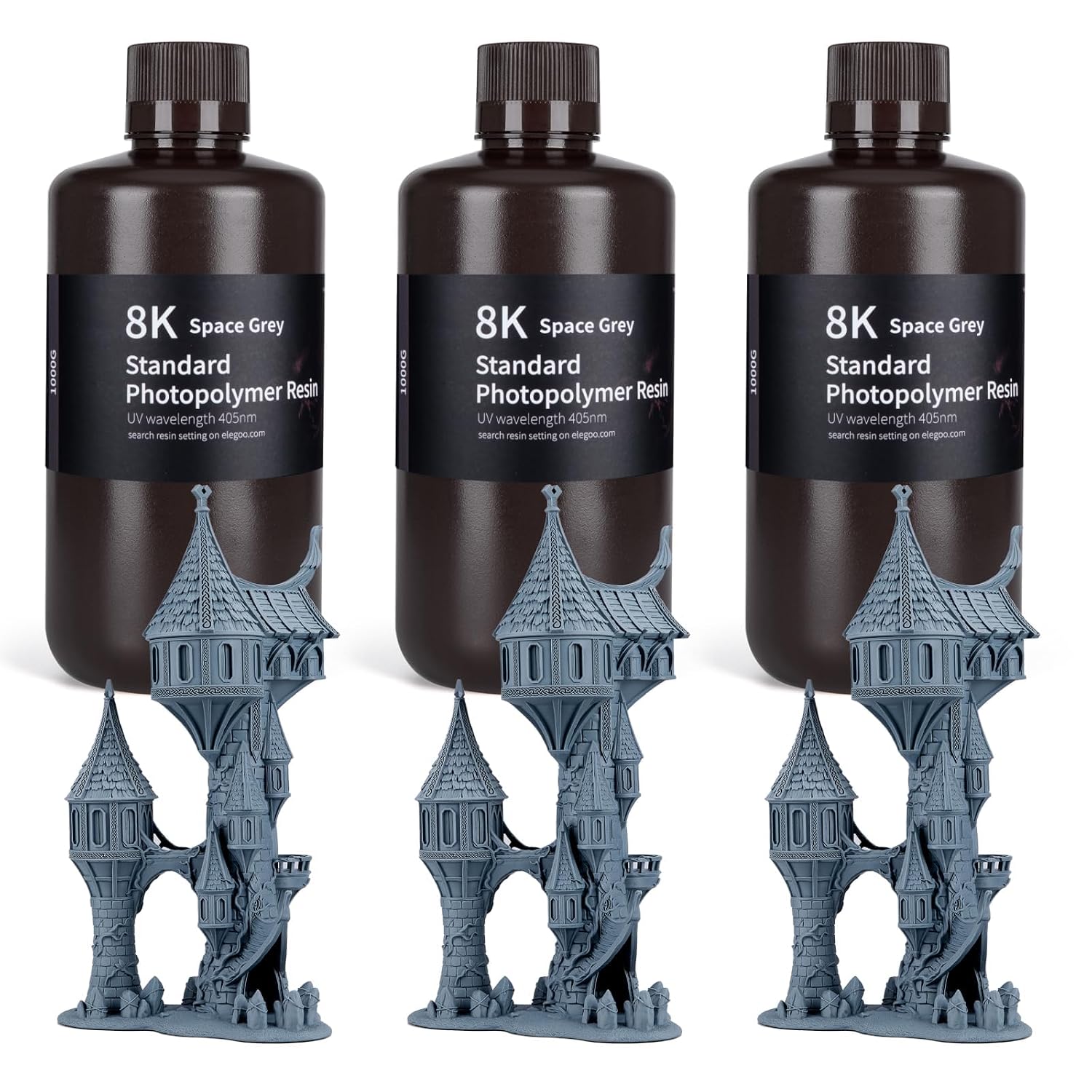 ELEGOO Upgraded 8K Standard 3D Printer Resin Space Grey 3000g