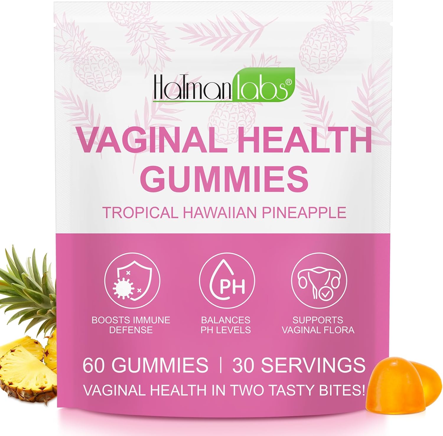 Feminine Balance Gummies for Women-PH Balance for Women Immune Support-Vegan Friendly, Addictive Free&Gluten-Free - Premium Hawaiian Pineapple Gummy for Women’s Health & Wellness-60 Gummies