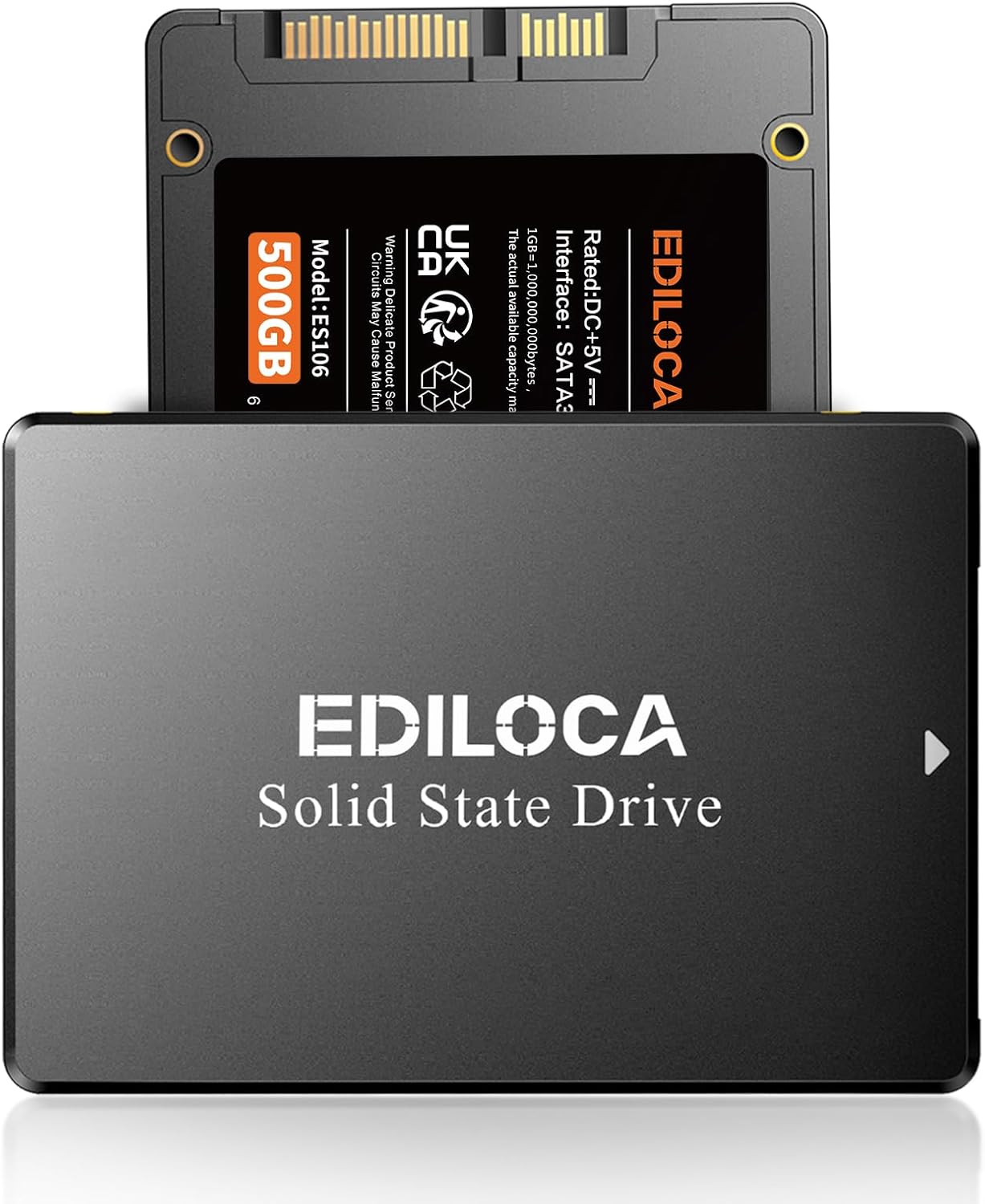 500GB SSD, Internal Solid State Drives, 2.5" SATA SSD 500GB, Up to 540MB/s, 3D NAND TLC, Compatible with Laptop & PC Desktop(ES106 Black)