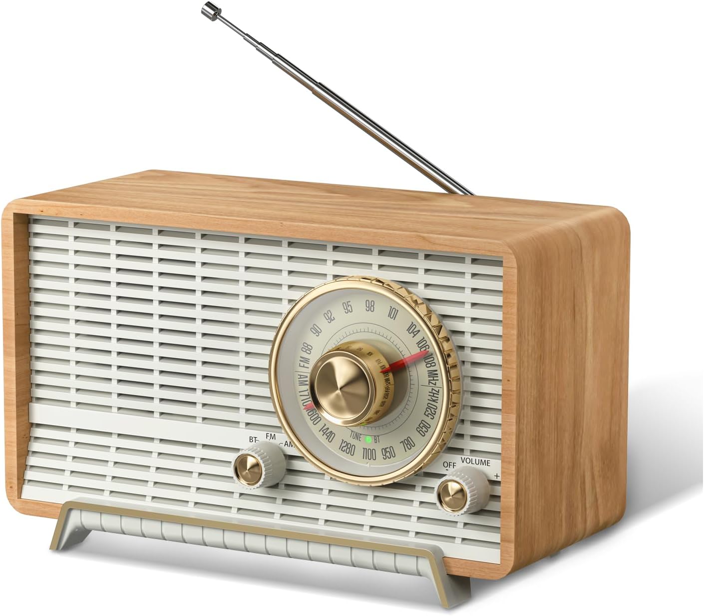 YOWGUIF AM FM Radio Classic Retro Wood Table Radio Bluetooth Speakers Radios Plug-in Wall with Rotary Knob Great for Home, Office