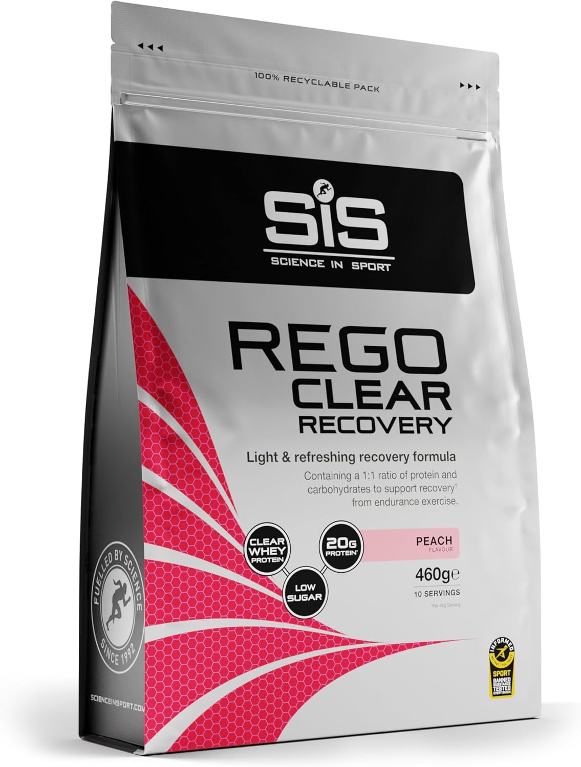 Science in Sport Rego Clear Recovery | Clear Whey Protein Shake for Muscle Recovery | 20g Protein per Serving, Peach Flavour, 460g