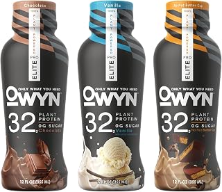 OWYN Only What You Need Pro Elite Vegan High Protein Keto Shake, 32g Protein, 9 Amino Acids, Omega-3, Prebiotics, Workout and Recovery, 0g Net Carbs, Zero Sugar (Variety, 12 Fl Oz (Pack of 12))