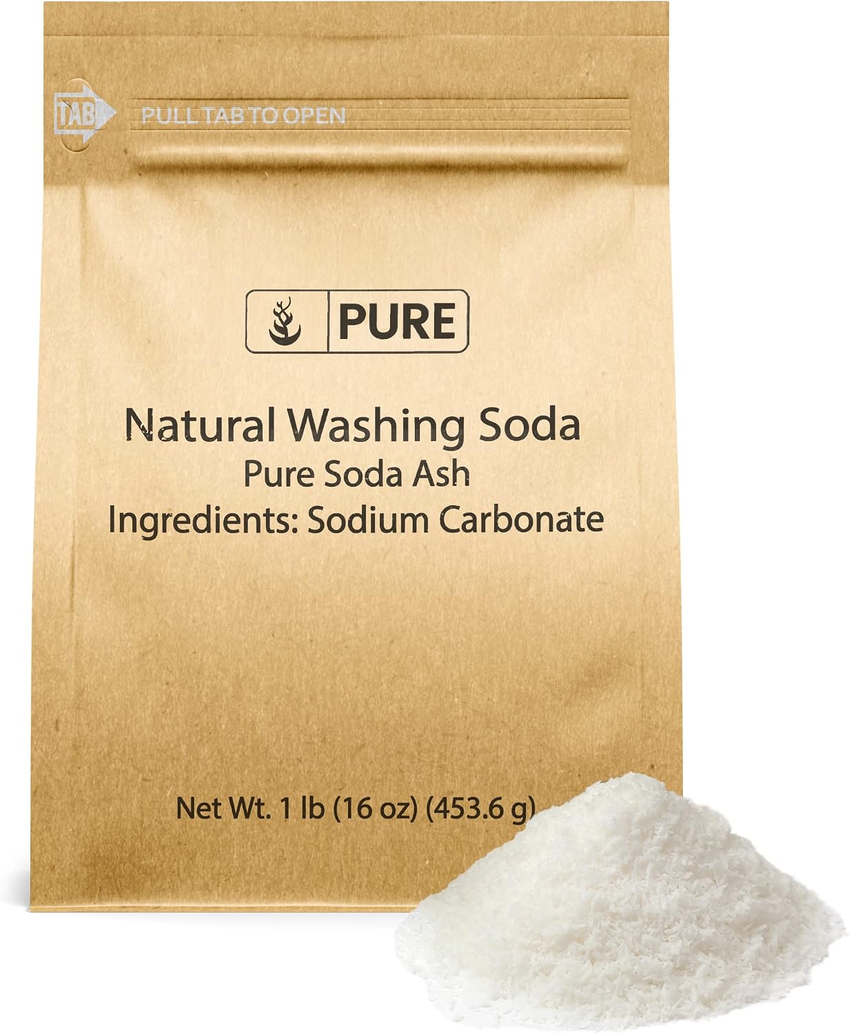 Pure Original Ingredients, Washing Soda, 1 Lb | For laundry applications, surface cleaning, and household maintenance