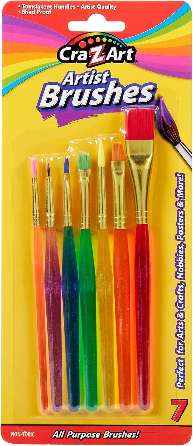 Cra-Z-Art Artist Brushes, Assorted Sizes Blist Carded, 7 Count