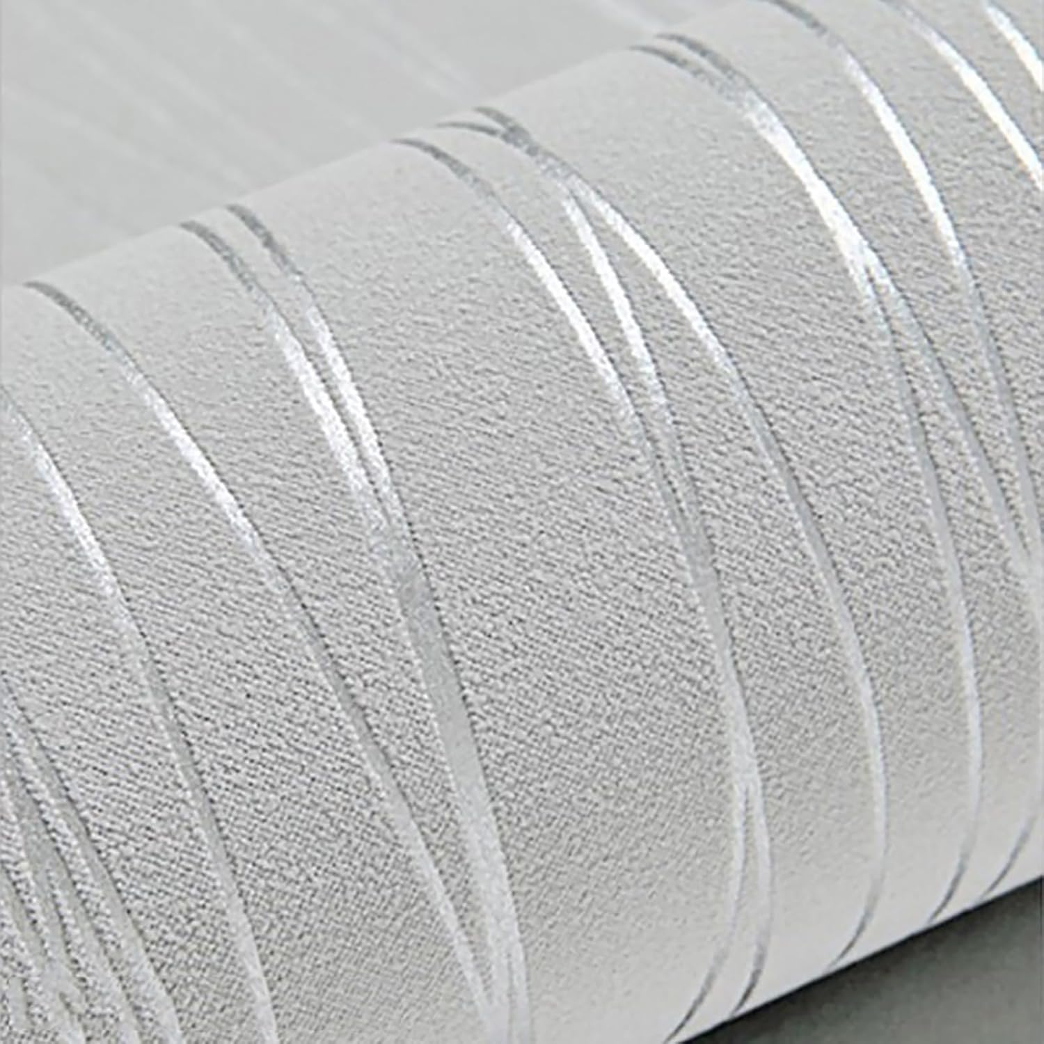 Baketron Grey Striped Wallpaper Modern 3D Embossed Wallpaper Metallic Silver Glitter Textured Wallpapers for Bedroom Adults Teenager Living Room Lounge Hallway Hall