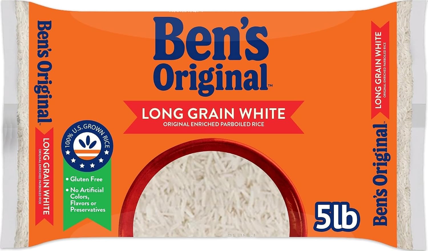 BEN'S ORIGINAL Enriched Long Grain White Rice, Parboiled Rice, 5 lb Bag