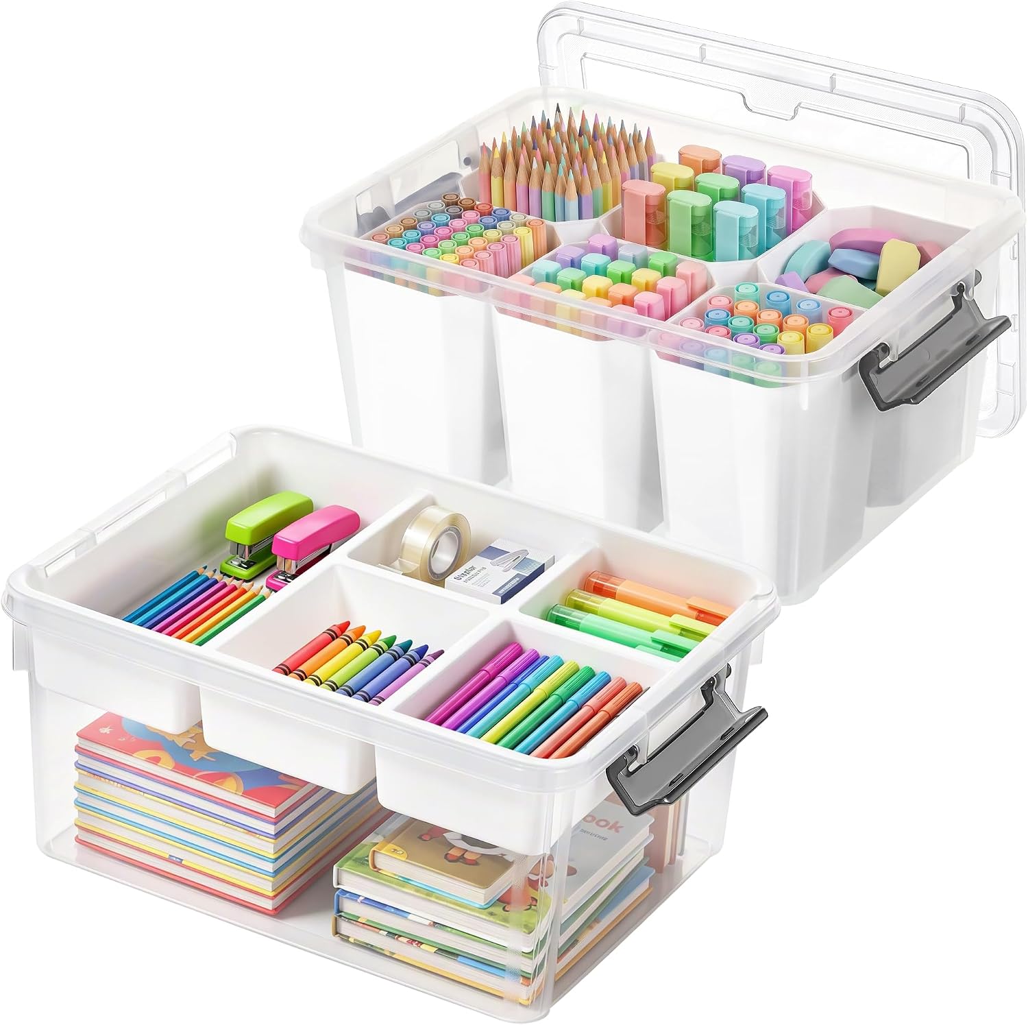 Citylife 17QT 2Packs Clear Craft Organizers and Storage Bins with Lids