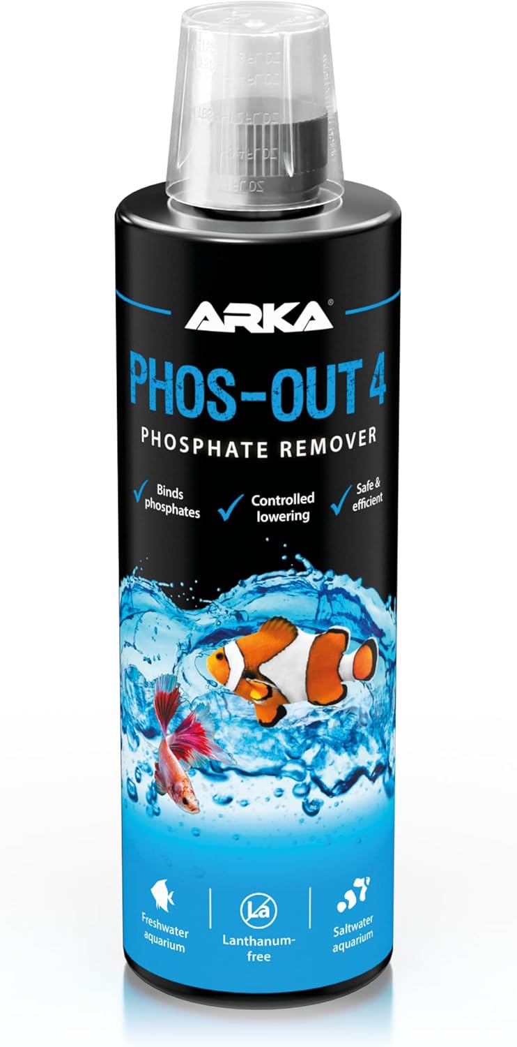 Phosphate Remover for Aquariums – ARKA Phos-Out 4 473 ml – liquid PO4 remover for freshwater & marine tanks – rapid action, lanthanum-free – prevents algae & stabilises water quality