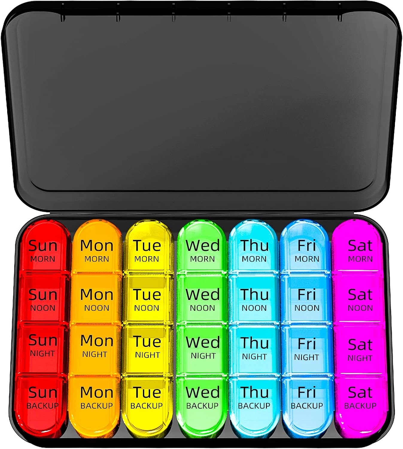 Doruimi Weekly Pill Box Organiser, Small Pill Box 7 Day 4 Times A Day, with 28 Copartments to Hold Plenty of Medication, Vitamins and Supplements