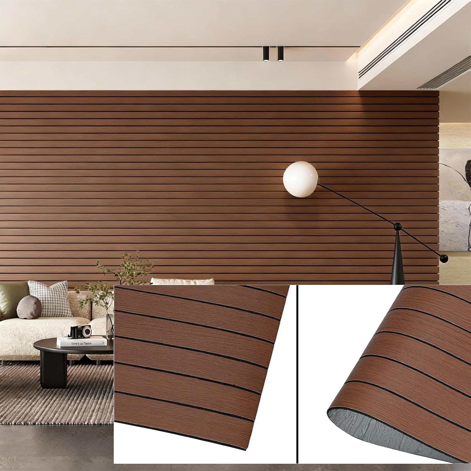 3D Wall Panels Peel and Stick – 15.74"x118" PVC Faux Wood Grain Texture, Self Adhesive Waterproof Wall Covering, DIY Accent Wall, Sofa Background Backsplash & Modern Home Decor, Covers 12.9 sq.ft