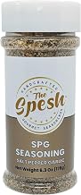 The Spesh - SPG Seasoning 6.3oz - A gourmet Garlic, Salt, Pepper Seasoning made with California Garlic and the Original Spesh Blend Gourmet Mix of 12 Salts and Peppers.