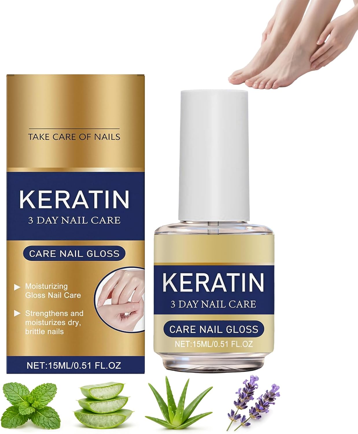 Keratin 3 Day Nail Care Oil, Nails Strengthener for Weak & Damaged Nails, Nail Growth and Strengthener Cuticle Oil for Hands, Feet & Toes, Strengthening Oils Treatment for Brittle Nai/ls (1)