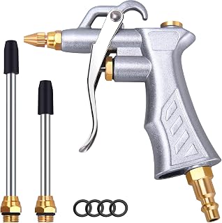 JASTIND Industrial Air Blow Gun with Brass Adjustable Air Flow Nozzle and 2 Steel Extension, Pneumatic Air Compressor Accessory Tool Dust Cleaning and Blower Gun
