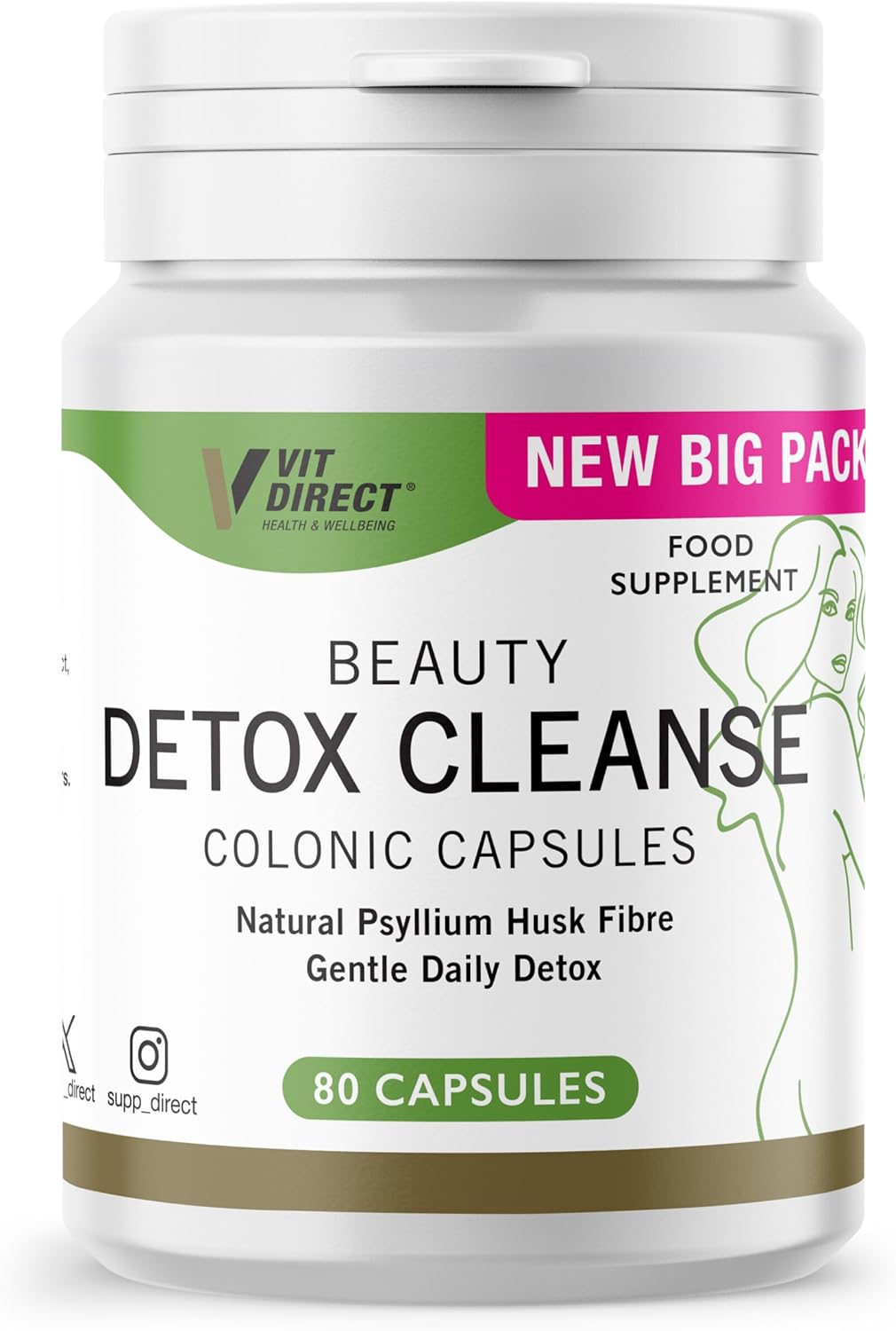 Vit Direct - Health & Beauty Detox Cleanse - Natural Weight Loss Capsules - 80 Colonic Capsules - 10 Day Course - Gentle Daily Detox - Colon Cleanse - Liver Repair - Full Body Detox