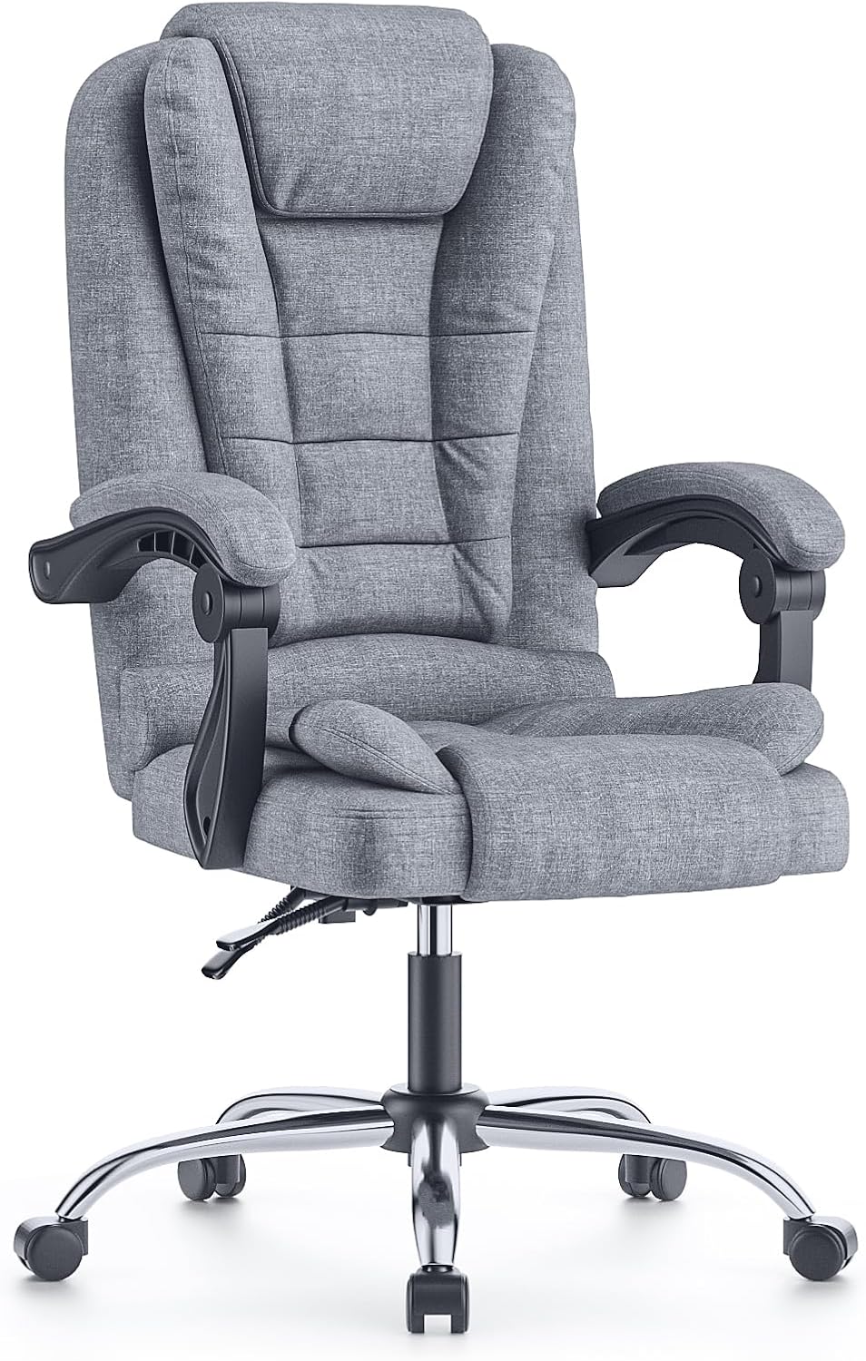 naspaluro Executive Office Chair High Back Desk Chair Ergonomic Recliner Computer Chair Gaming Chair with Tilt Function Heavy Duty for Home Office Working (Grey Fabric)
