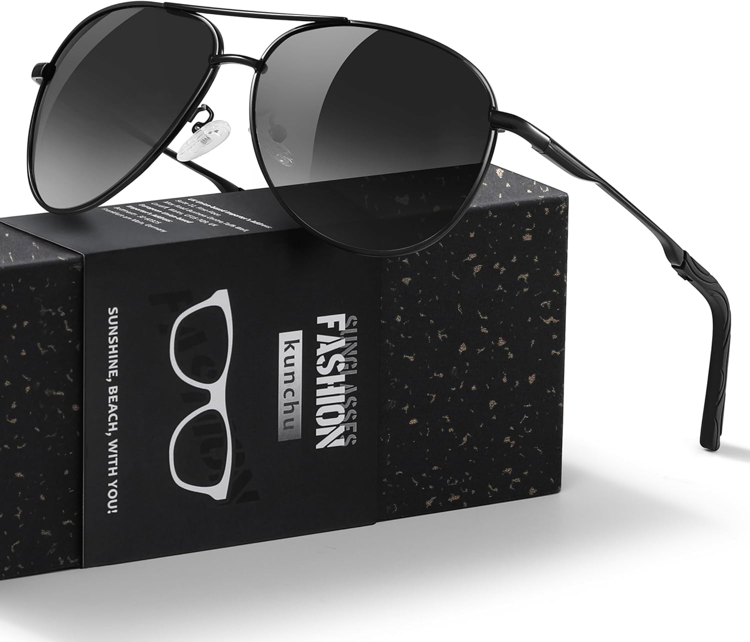 Pilot Men's Polarized Sunglasses - Unisex UV400 Protection Black Sunglasses for Driving, Fishing, Running - Classic Ultra Light Shades