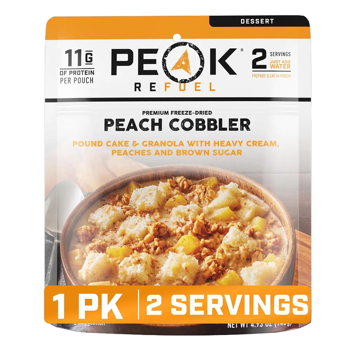 Peak Refuel Peach Cobbler Premium Freeze-Dried Camping Dessert, 2 Servings