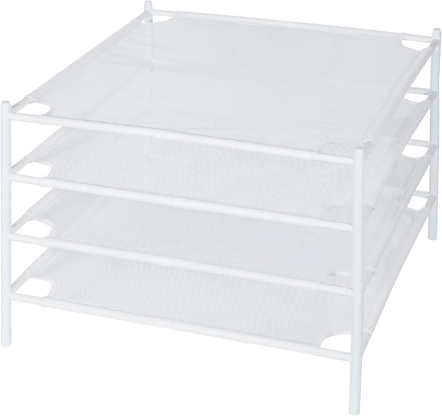 STORAGE MANIAC Sweater Drying Rack, Mesh Clothes Drying Rack, Stackable Laundry Drying Rack, Lay Flat Dryer for Delicates, Portable Dry Rack for Indoor or Outdoor, White, 4-Pack