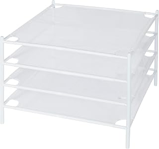 STORAGE MANIAC Sweater Drying Rack, Mesh Clothes Drying Rack, Stackable Laundry Drying Rack, Lay Flat Dryer for Delicates, Portable Dry Rack for Indoor or Outdoor, White, 4-Pack