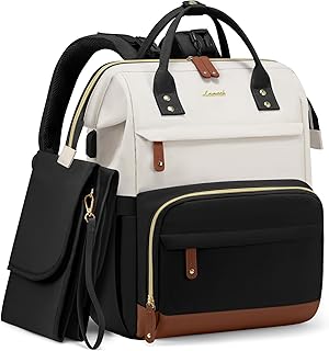 LOVEVOOK Diaper Bag Backpack, Baby Bag with Changing Station, Large Diaper Backpack for Mom Dads, Waterproof Mommy Bag for Boy and Girl, Travel Essential Baby Shower, Black-Beige