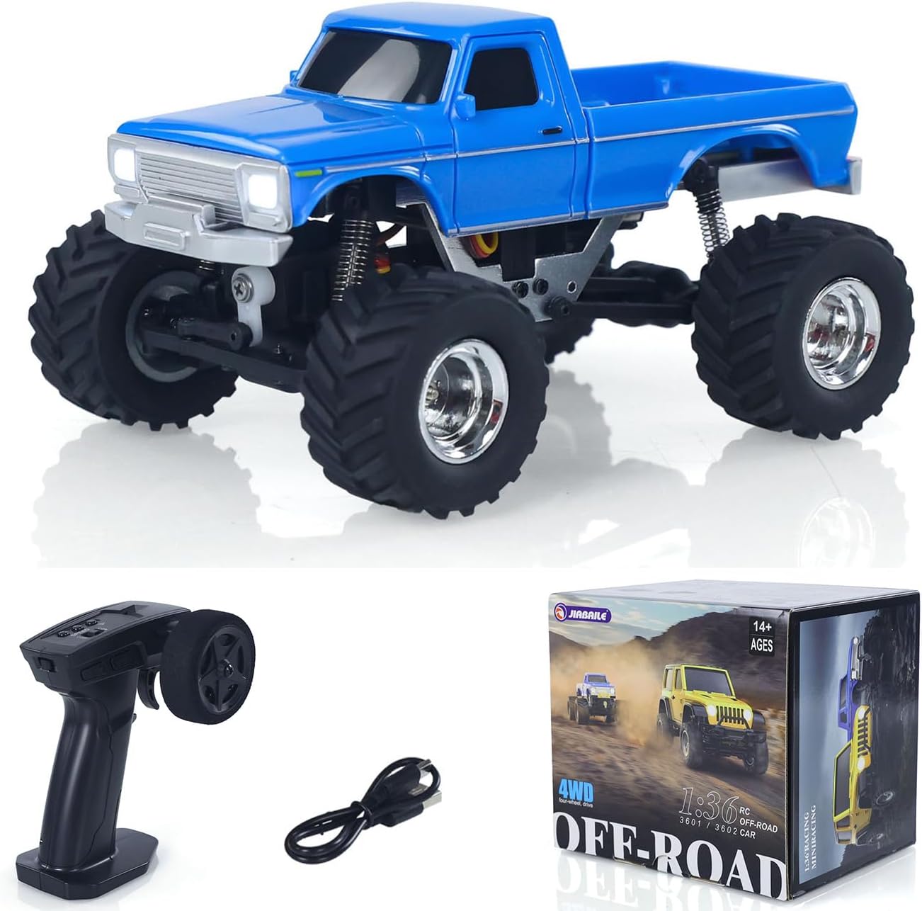 wheelfun JABAILE 3602 1/36 4WD 2.4G Radio Controlled Off Road Vehicles Mini Crawler Car Lipo Battery Lights RTR RC Toys Model Gift Hobby Model