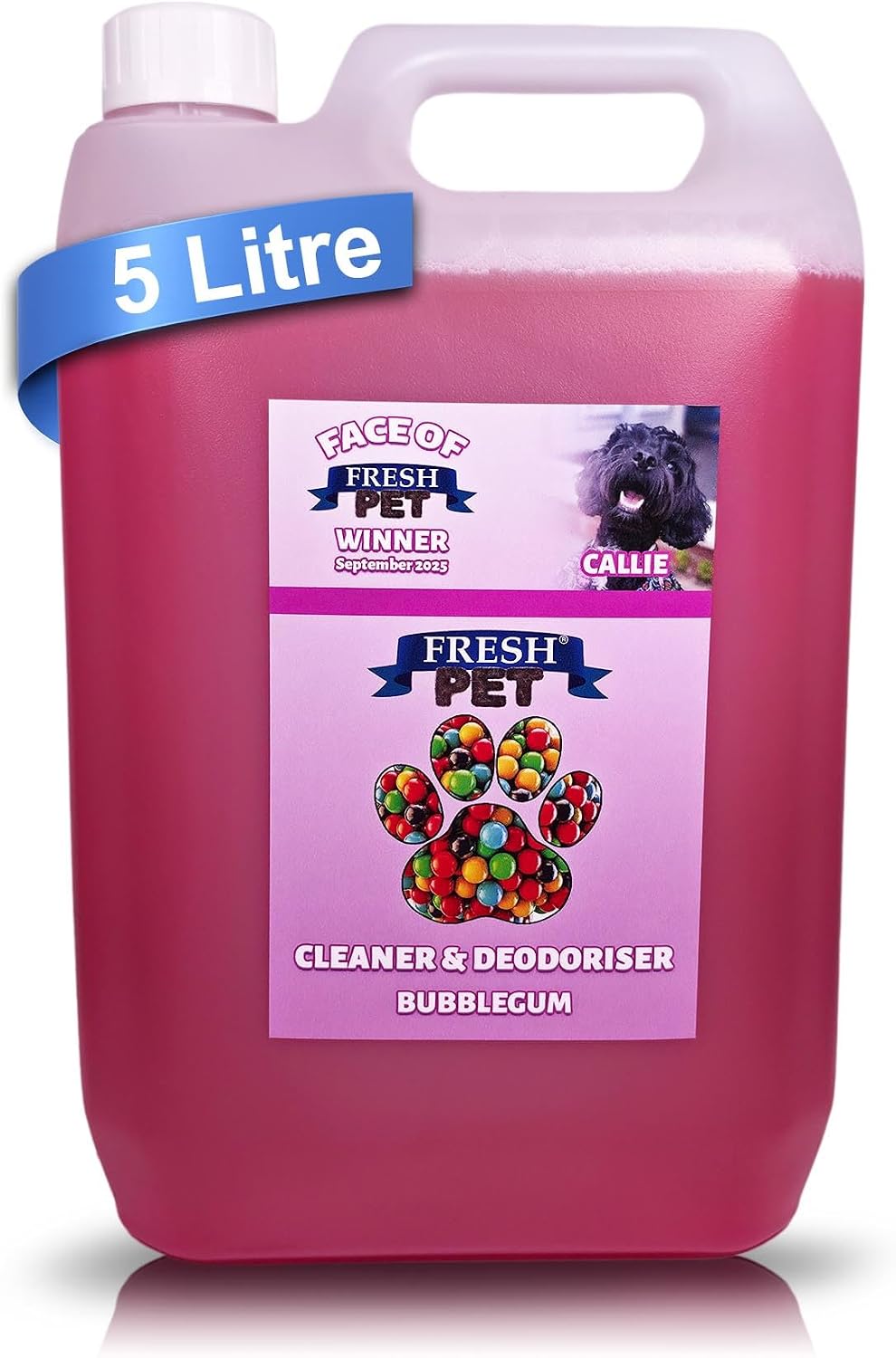 Fresh Pet Kennel/Cattery Disinfectant and Deodoriser - 5L (BUBBLEGUM) | Pet-safe formula, 5L Pre-Filled, for Kennels, Catteries, Artificial Grass, Floors, Crates, Bedding, Bowls and Litter Trays
