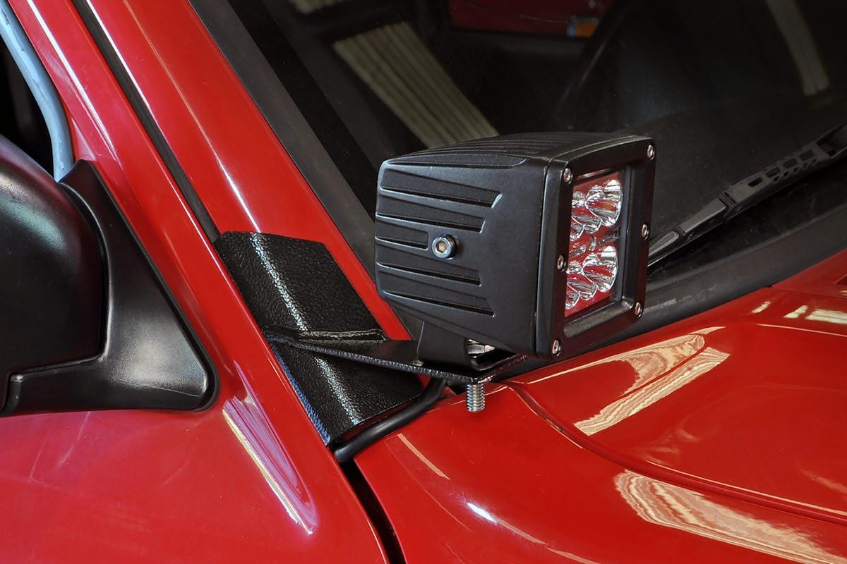 Rough Country Lower Windshield LED Brackets for 84-01 Jeep Cherokee XJ - 70525 , Black